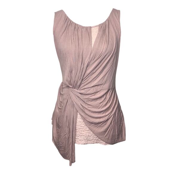 Anthropologie Deletta Blouse Mauve Tan Drape Layer Tank Side Gather Top S - Picture 1 of 11